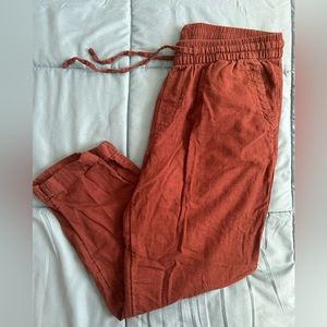 Wine colored straight leg linen pant size medium